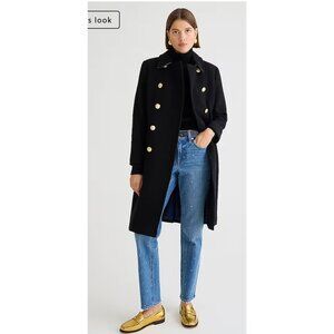 J.Crew $428 Warwick Topcoat Italian Stadium Cloth Wool Blend Black Size 4 BU449